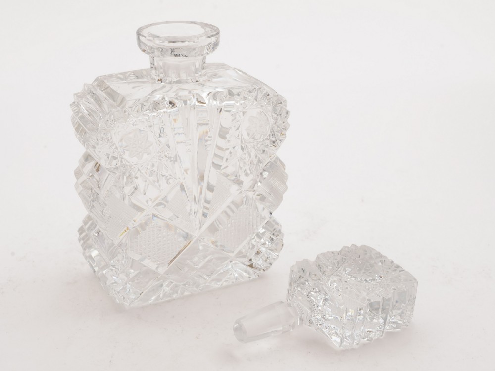 Bohemian Cut Glass Decanter and Glasses, Circa 1930 View IV