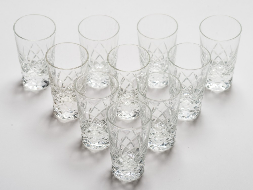 Set of 10 Cut Glass Shot Glasses, Circa 1930 View II