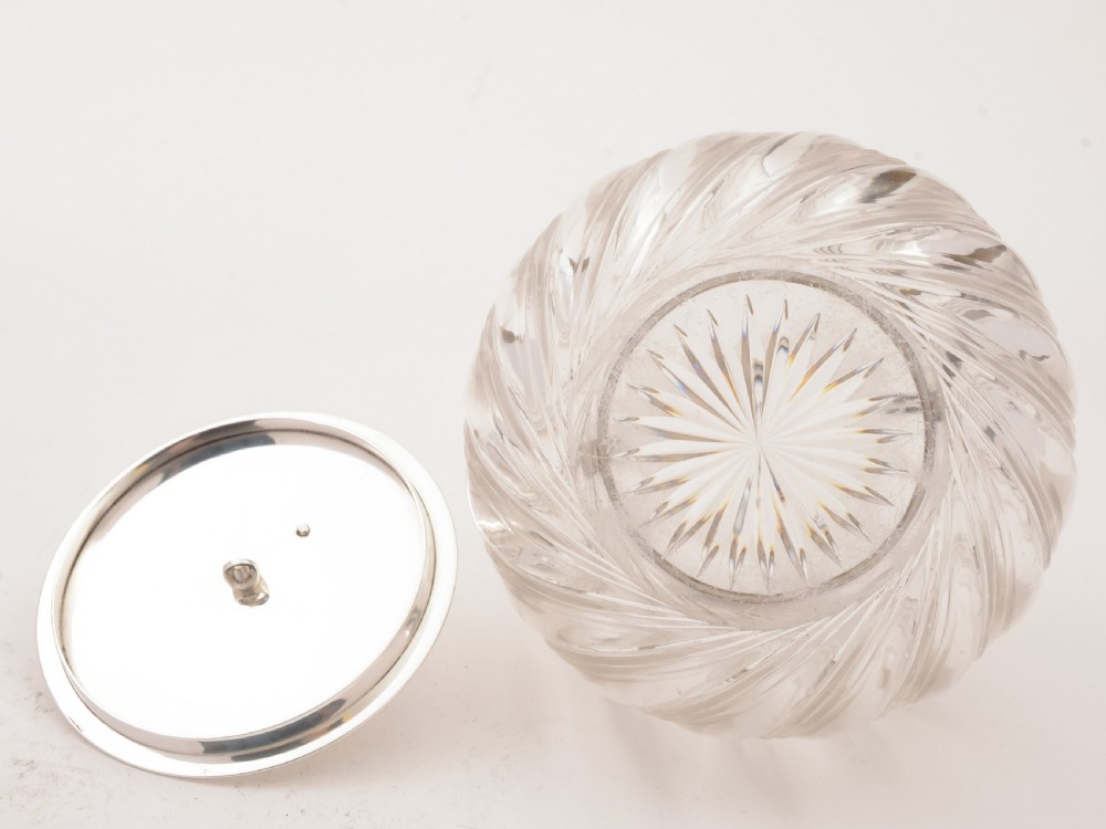 Edwardian Cut Glass Biscuit Barrel, Circa 1905 View IV