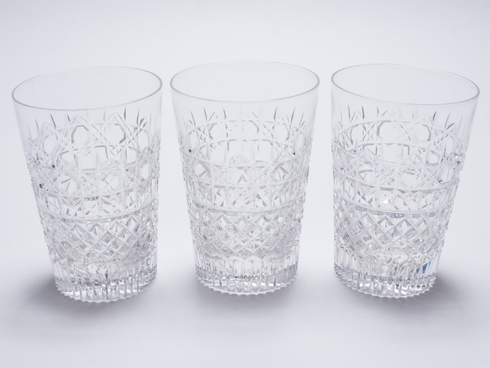 Set of 3 Edwardian Cut Glass Tumblers, Circa 1905