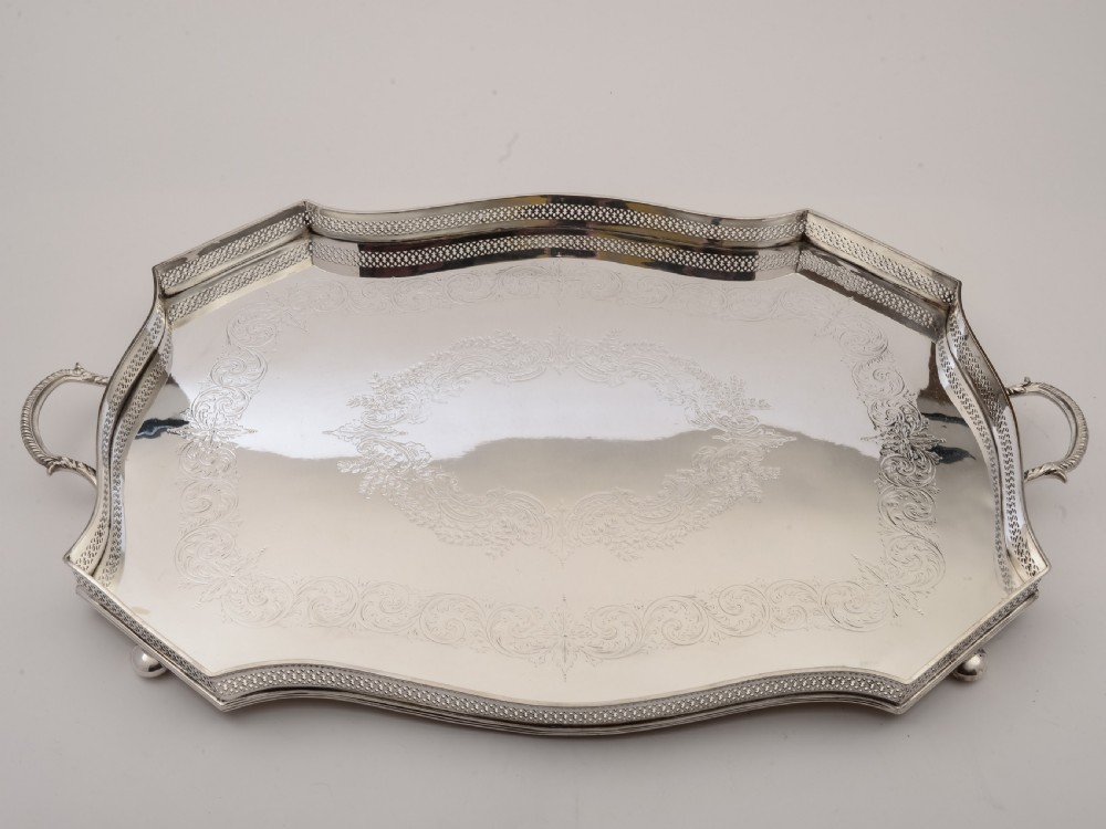Large Victorian Silver Plated Gallery Tray, Circa 1890