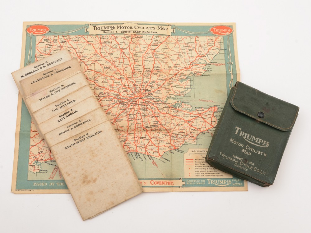 Set of Triumph Motorcycle Maps, Circa 1930 View III