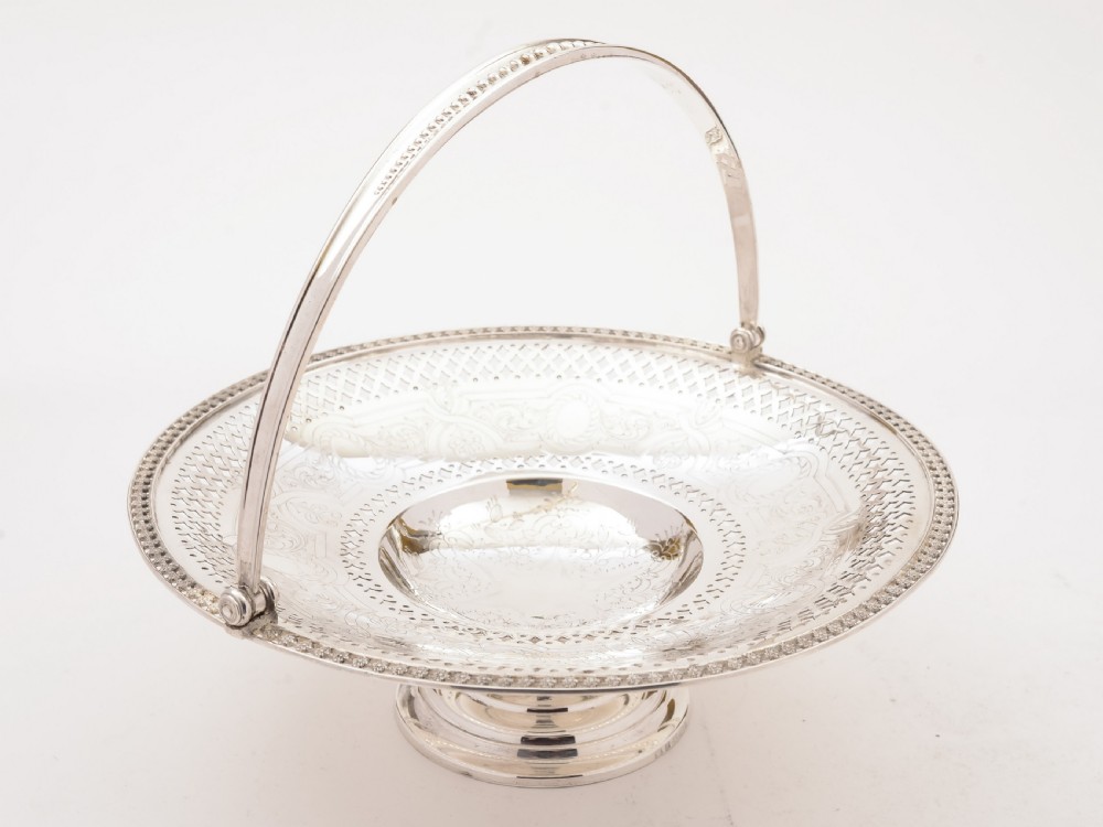 Victorian Elkington Silver Plated Cake Basket, 1884 View II