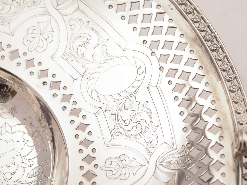Victorian Elkington Silver Plated Cake Basket, 1884 View IV