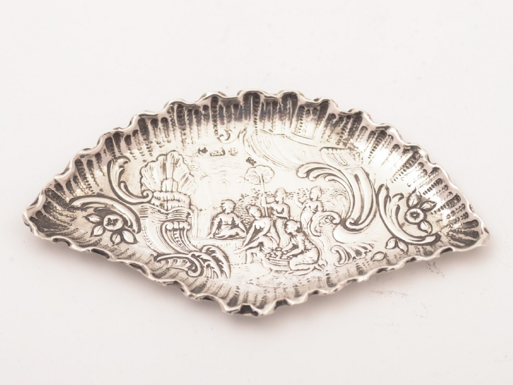 .800 Silver Fan Shaped Dish, Circa 1900