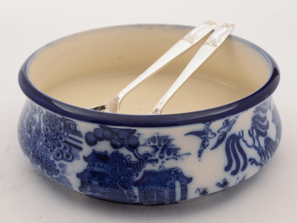 Royal Dalton Flow Blue Salad Bowl, Circa 1900