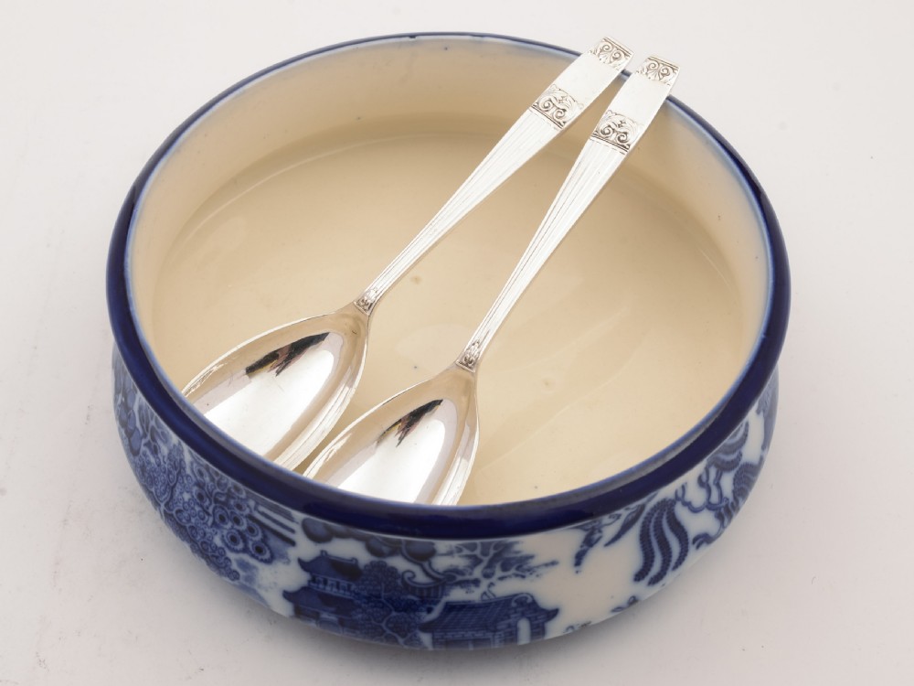 Royal Dalton Flow Blue Salad Bowl, Circa 1900 View II