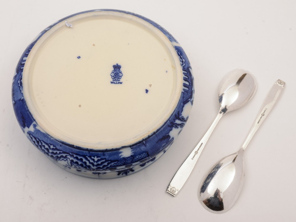 Royal Dalton Flow Blue Salad Bowl, Circa 1900 View IV