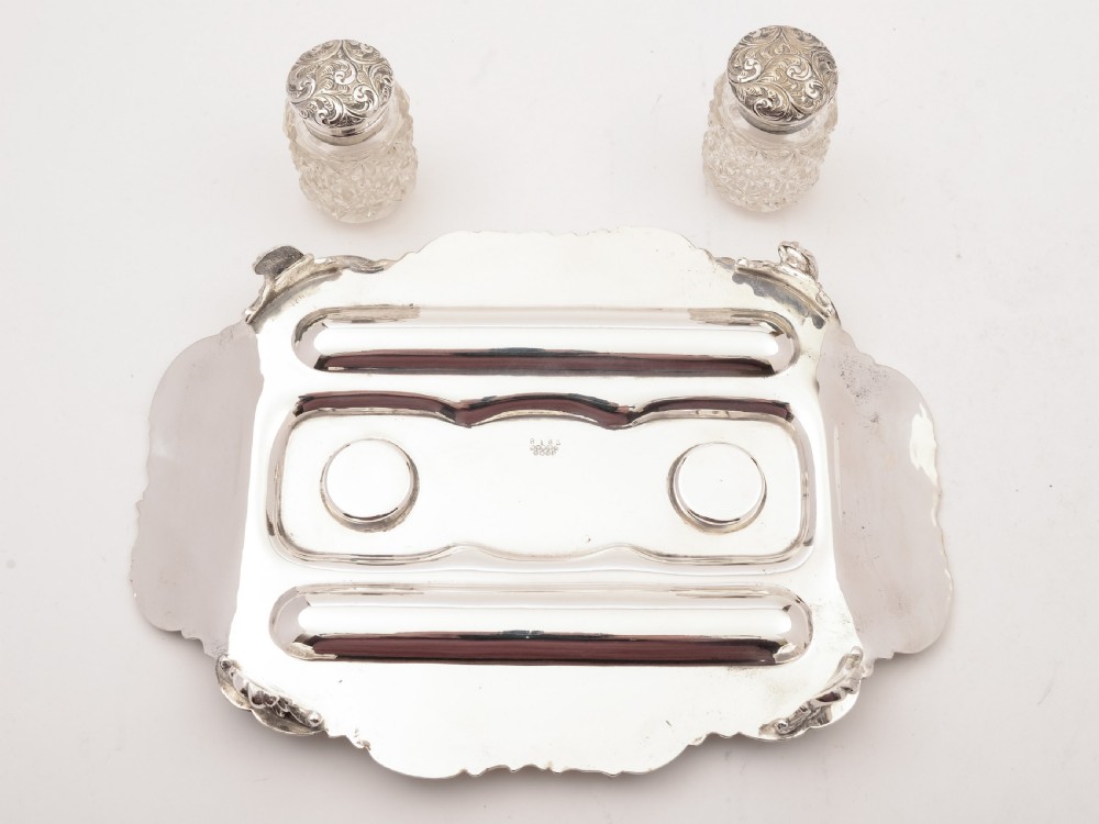 Edwardian Silver Plated Double Ink Stand, Circa 1905 View V