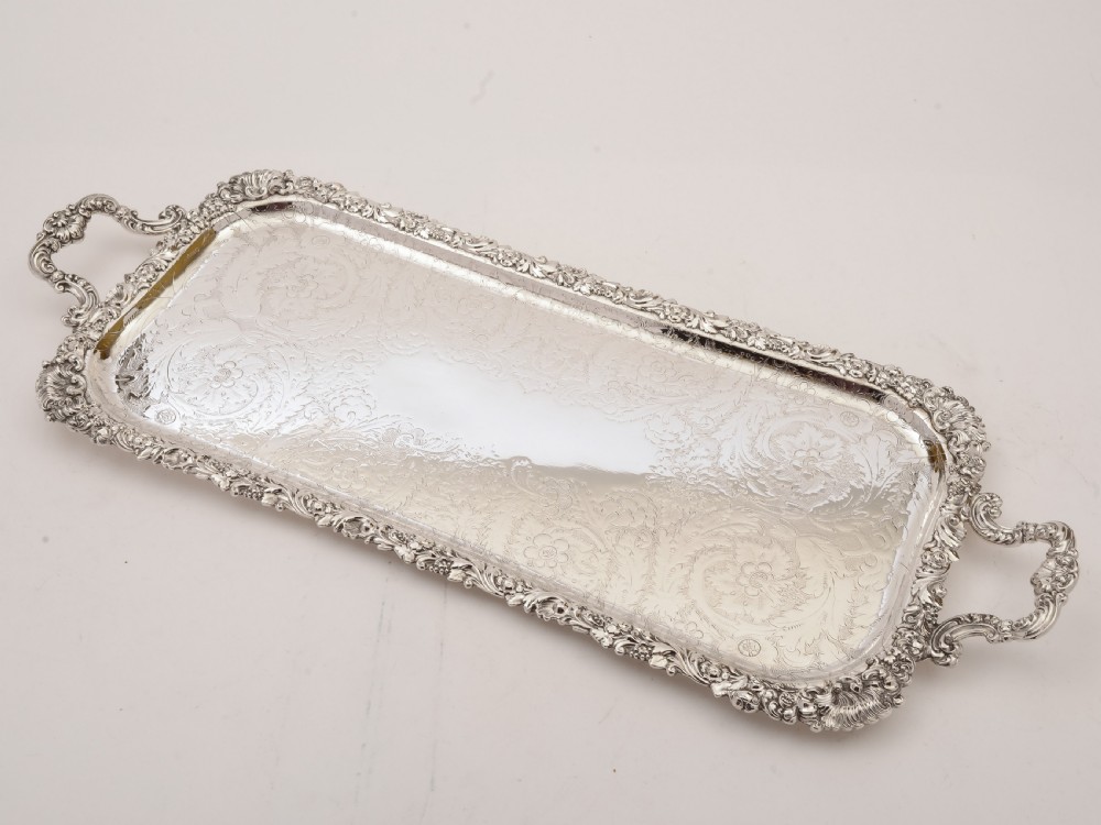 Silver Plated Oblong Serving Tray, Circa 1920