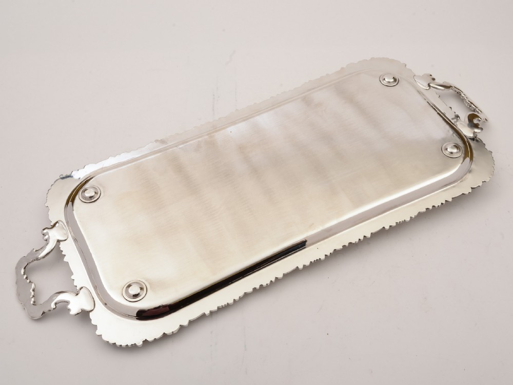 Silver Plated Oblong Serving Tray, Circa 1920 View II