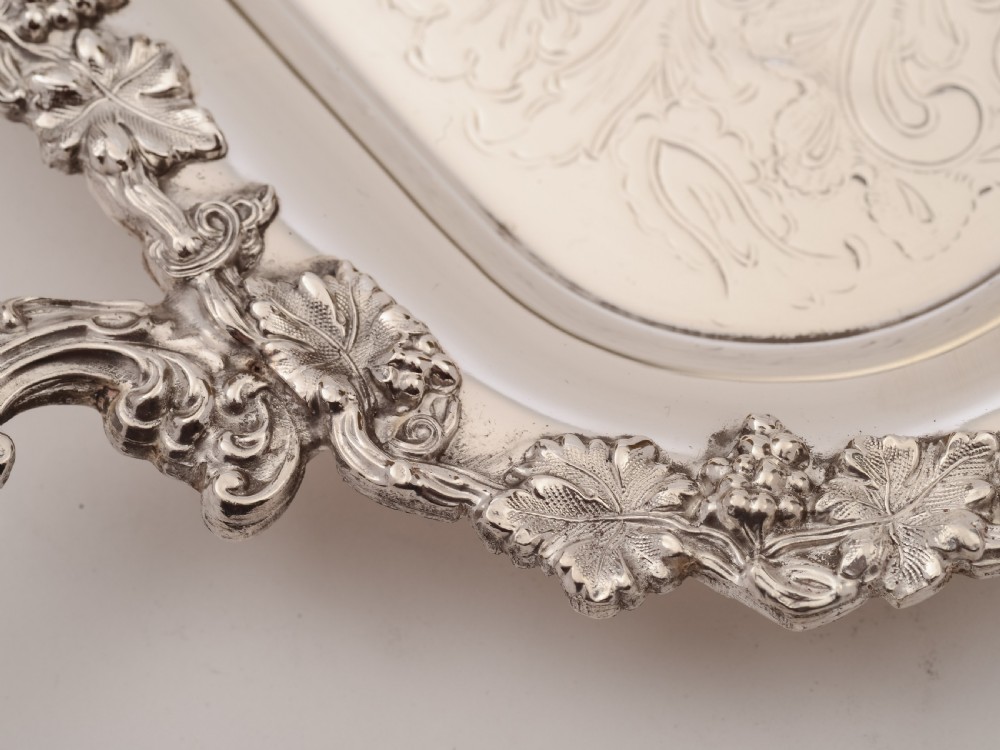 Silver Plated Oblong Serving Tray, Circa 1920 View V