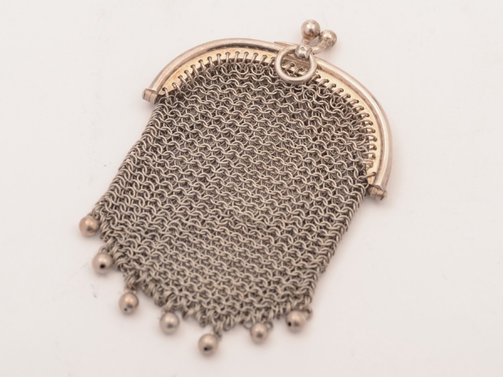 French Silver Mesh Purse, Circa 1900 View II