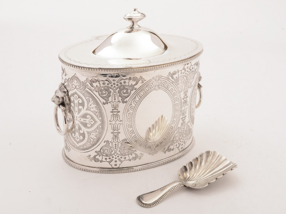 Victorian Oval Silver Plated Tea Caddy, Circa 1890