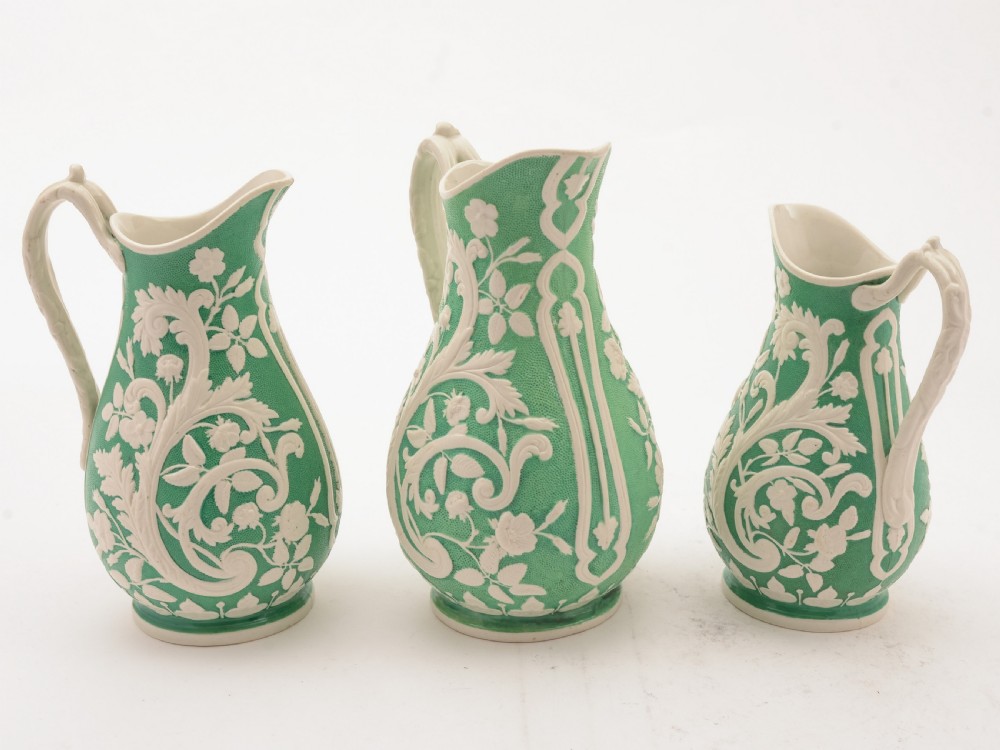 Victorian Set of 3 China Jugs, Circa 1890 View II