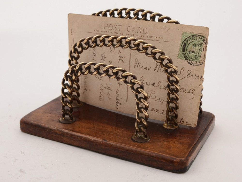 Victorian Brass Chain Letter Rack, Circa 1890