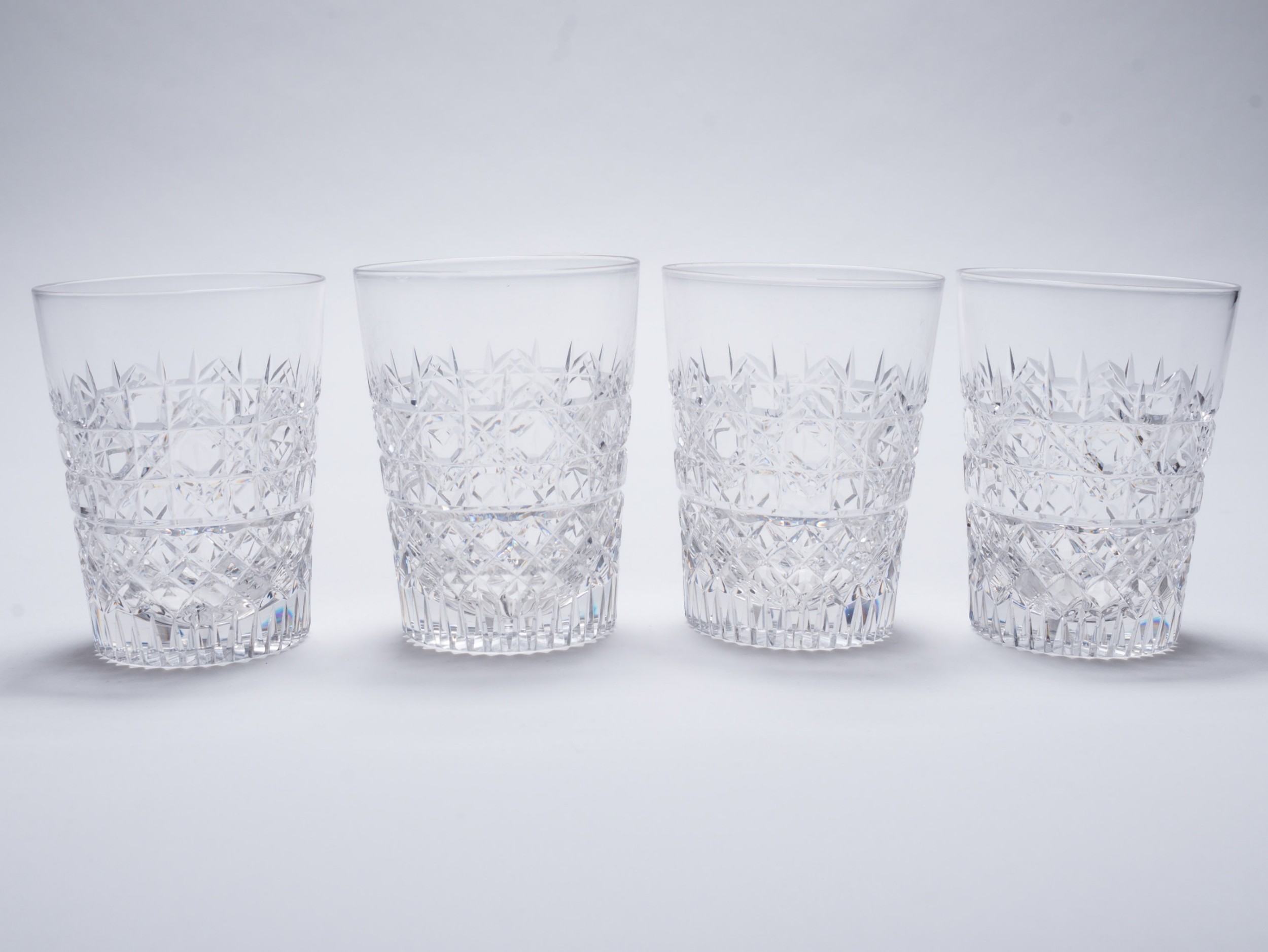 Set of 4 Edwardian Cut Glass Tumblers, Circa 1905
