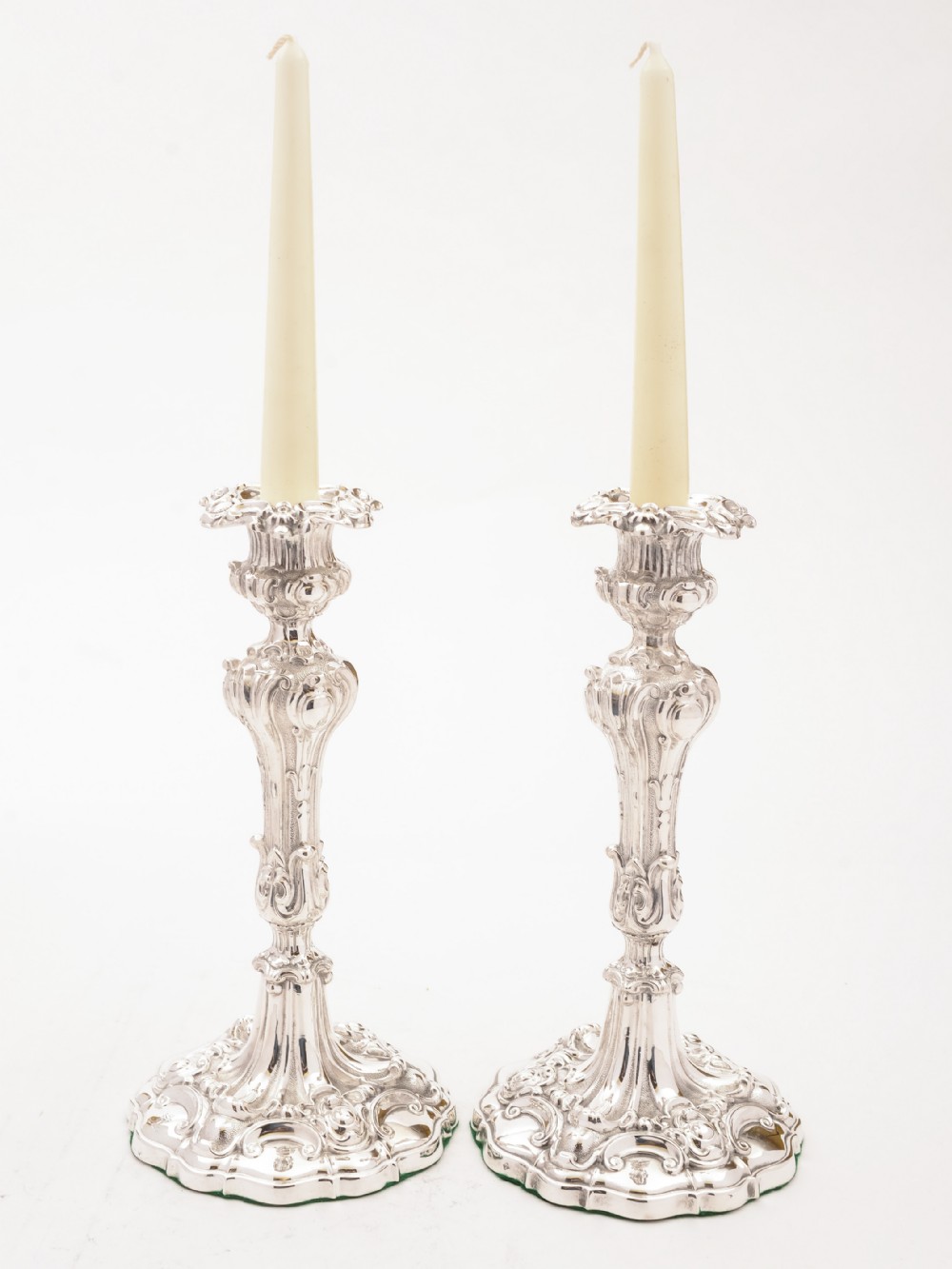 Pair of Elkington Silver Plated Candlesticks, 1847