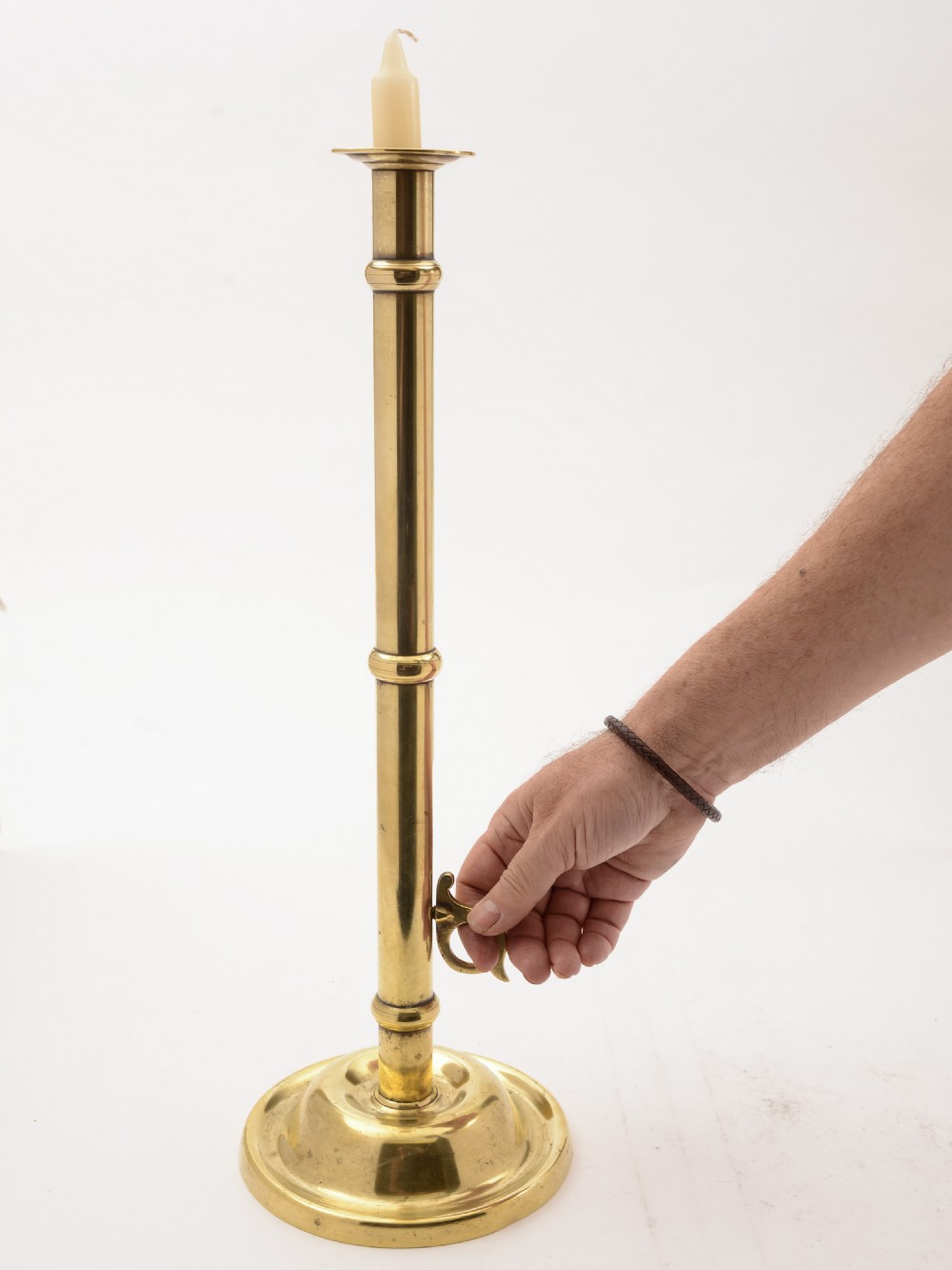 Pair of Arts & Crafts Brass Candlesticks, Circa 1900 View II