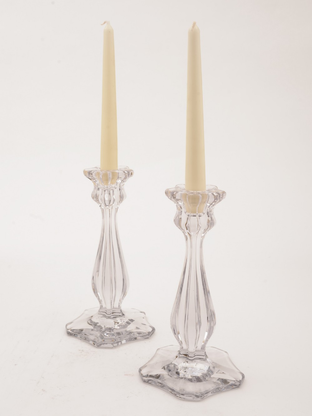 Pair of Moulded Glass Candlesticks, Circa 1930