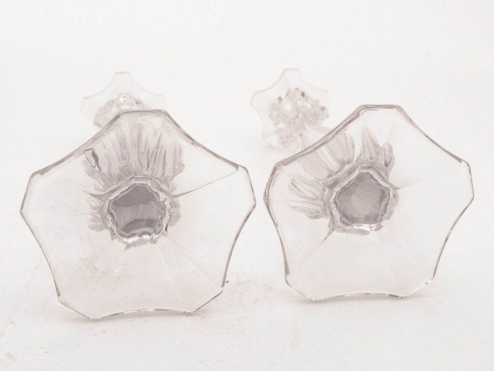 Pair of Moulded Glass Candlesticks, Circa 1930 View IV