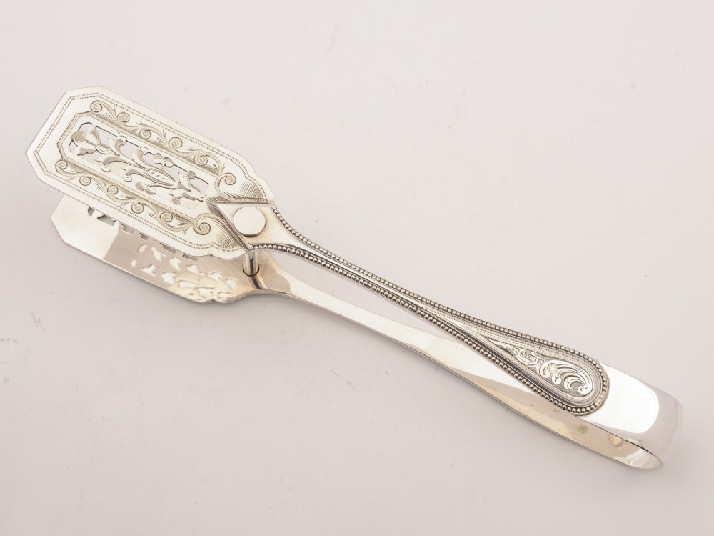 Victorian Silver Plated Serving Tongs, Circa 1890