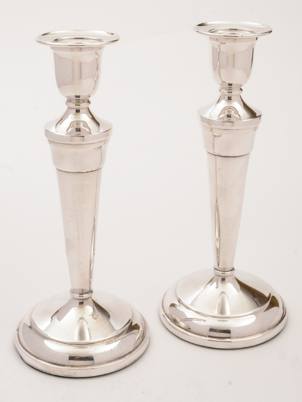 Pair of Art Deco Silver Plated Candlesticks, Circa 1930