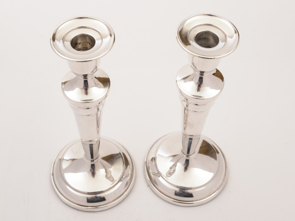 Pair of Art Deco Silver Plated Candlesticks, Circa 1930 View II