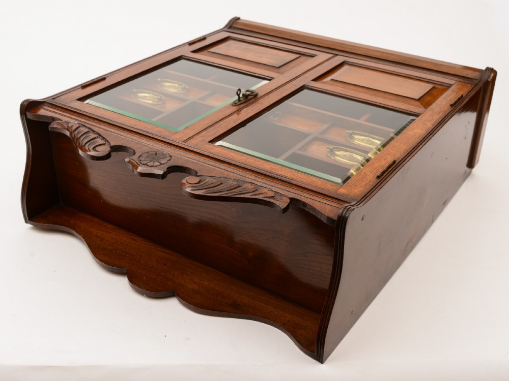 Edwardian Oak Collectors Cabinet, Circa 1905 View V