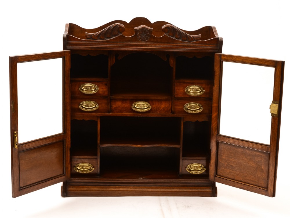 Edwardian Oak Collectors Cabinet, Circa 1905 View VI