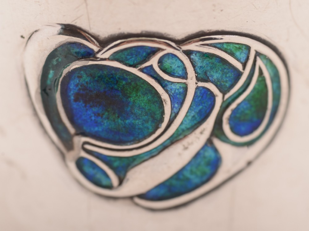 Edwardian Arts & Crafts Silver and Enamel Napkin Ring View III