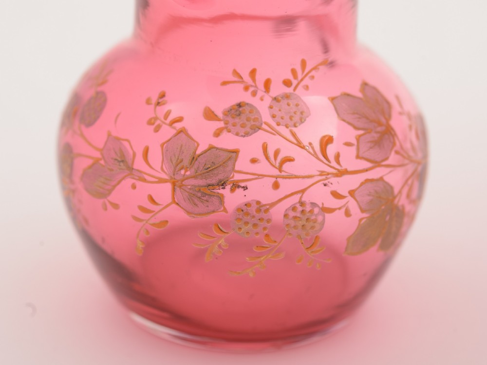 Cranberry Glass Cream and Sugar Set, Circa 1905 View IV