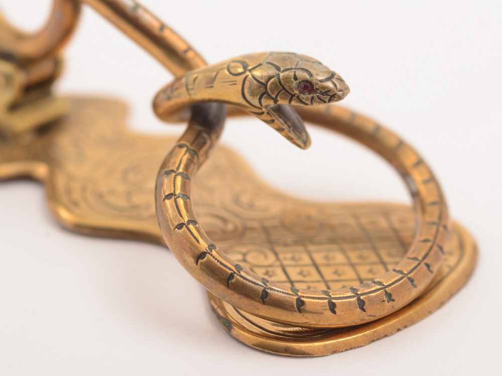 Egyptian Brass Snake Note Holder, Circa 1900 View IV