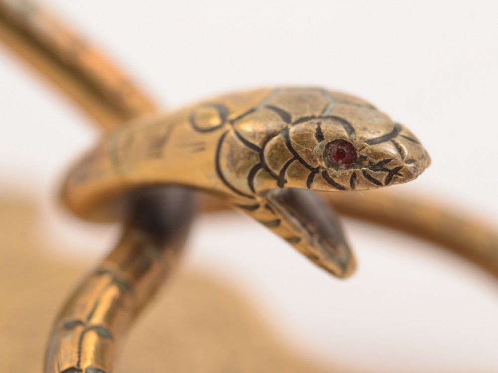 Egyptian Brass Snake Note Holder, Circa 1900 View V