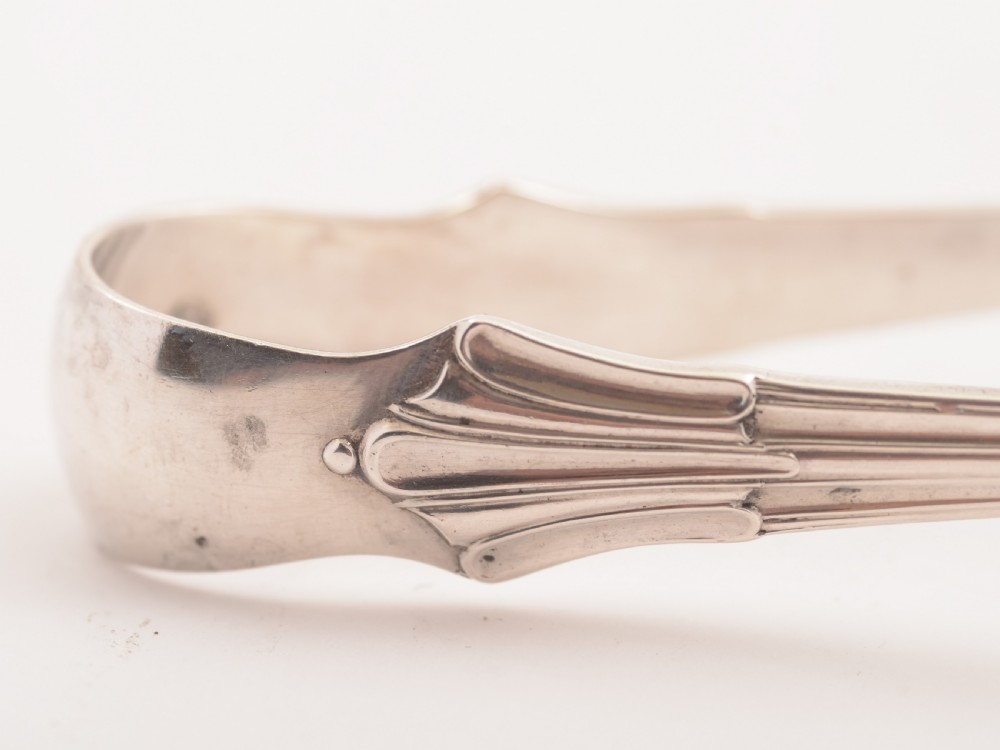 Edwardian Silver Serving Tongs in Onslow Pattern View IV