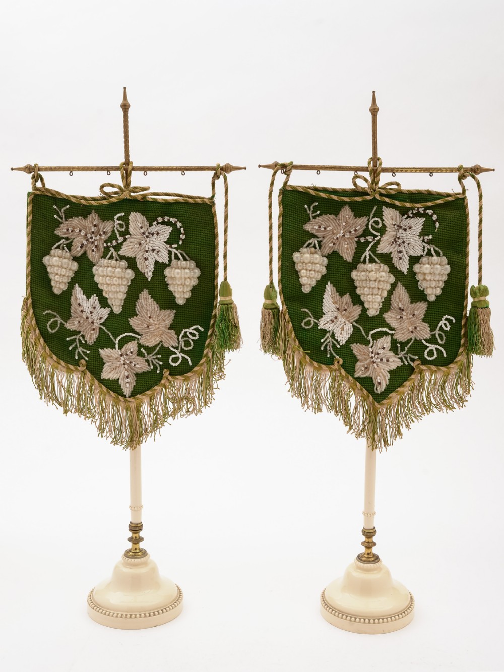 Pair of Victorian Beaded Face Fans, Circa 1870