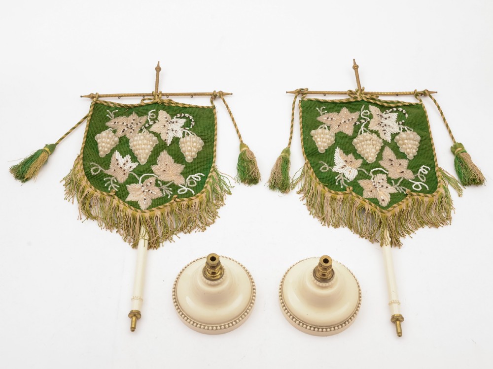 Pair of Victorian Beaded Face Fans, Circa 1870 View III