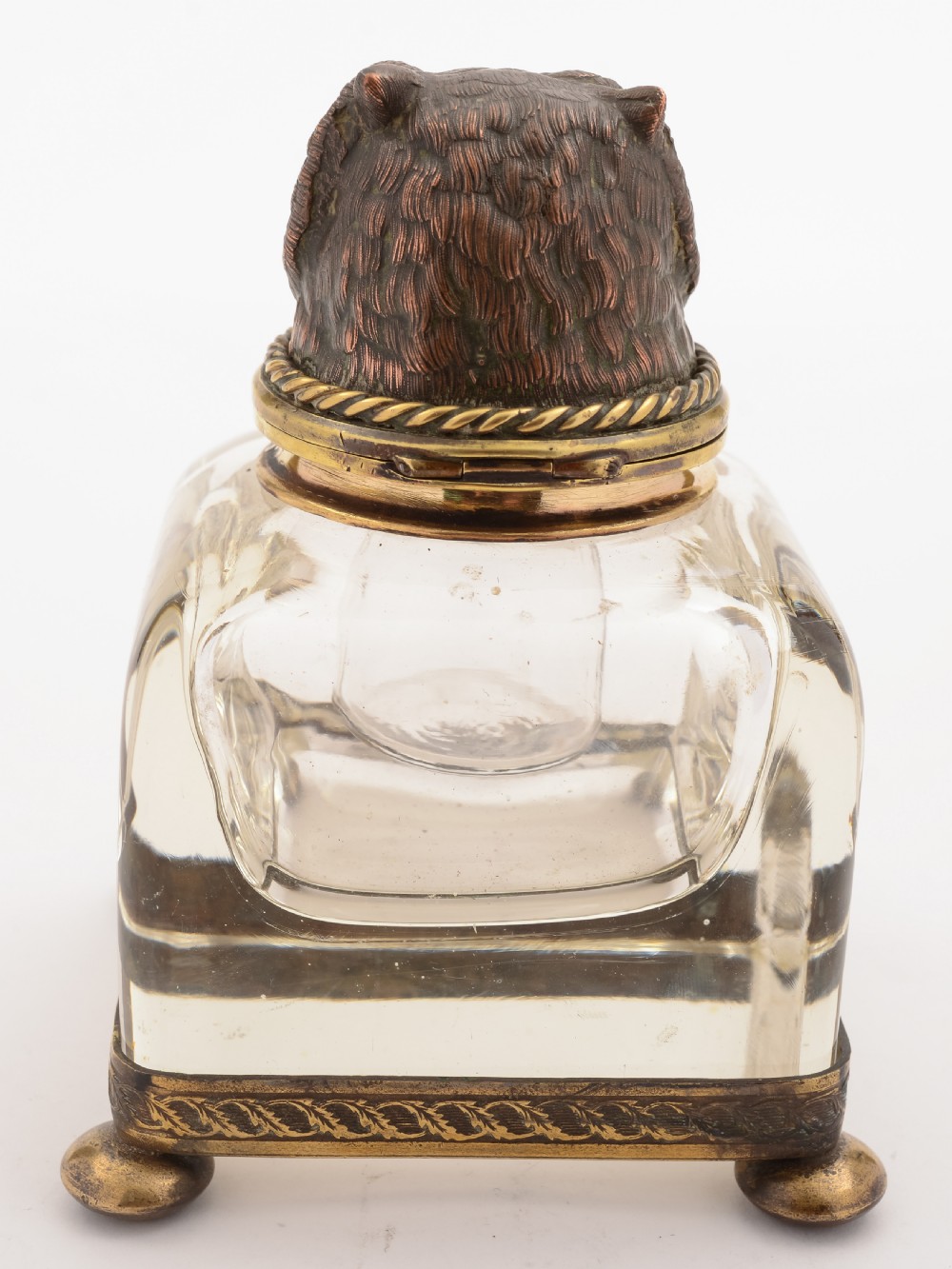 French Bronze Owl Topped Ink Pot, Circa 1900 View II