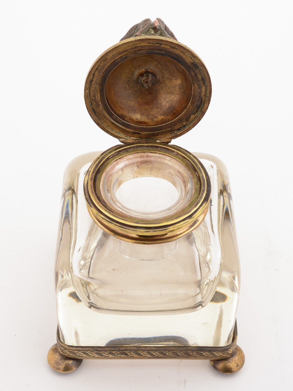 French Bronze Owl Topped Ink Pot, Circa 1900 View III