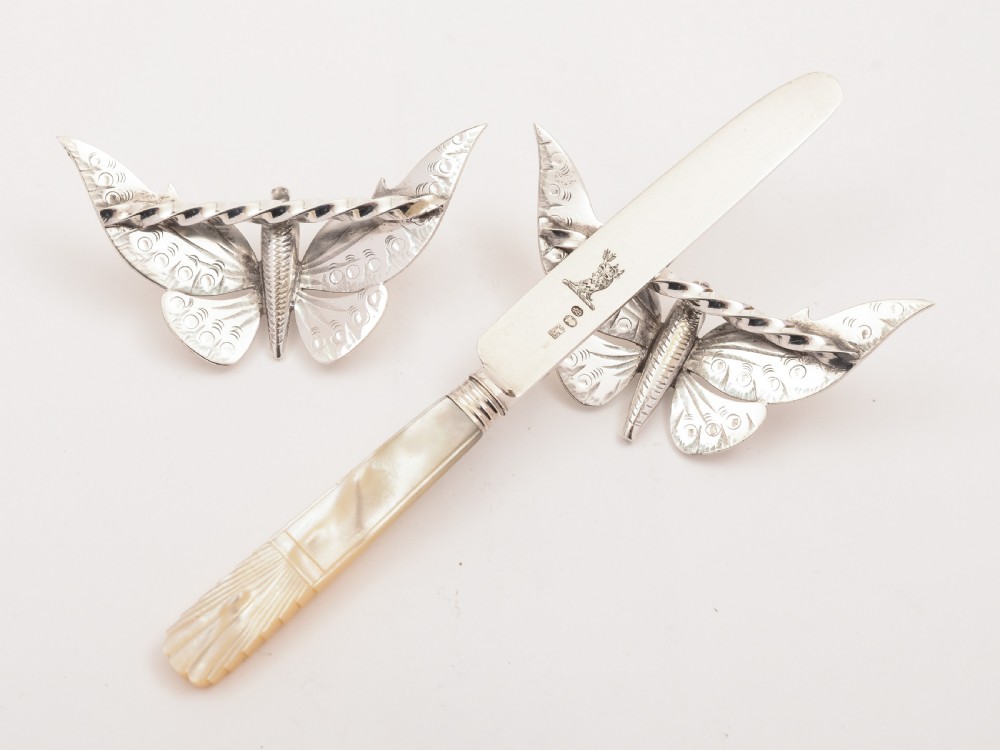 Pair of Victorian Butterfly Knife Rests, Circa 1890 View II
