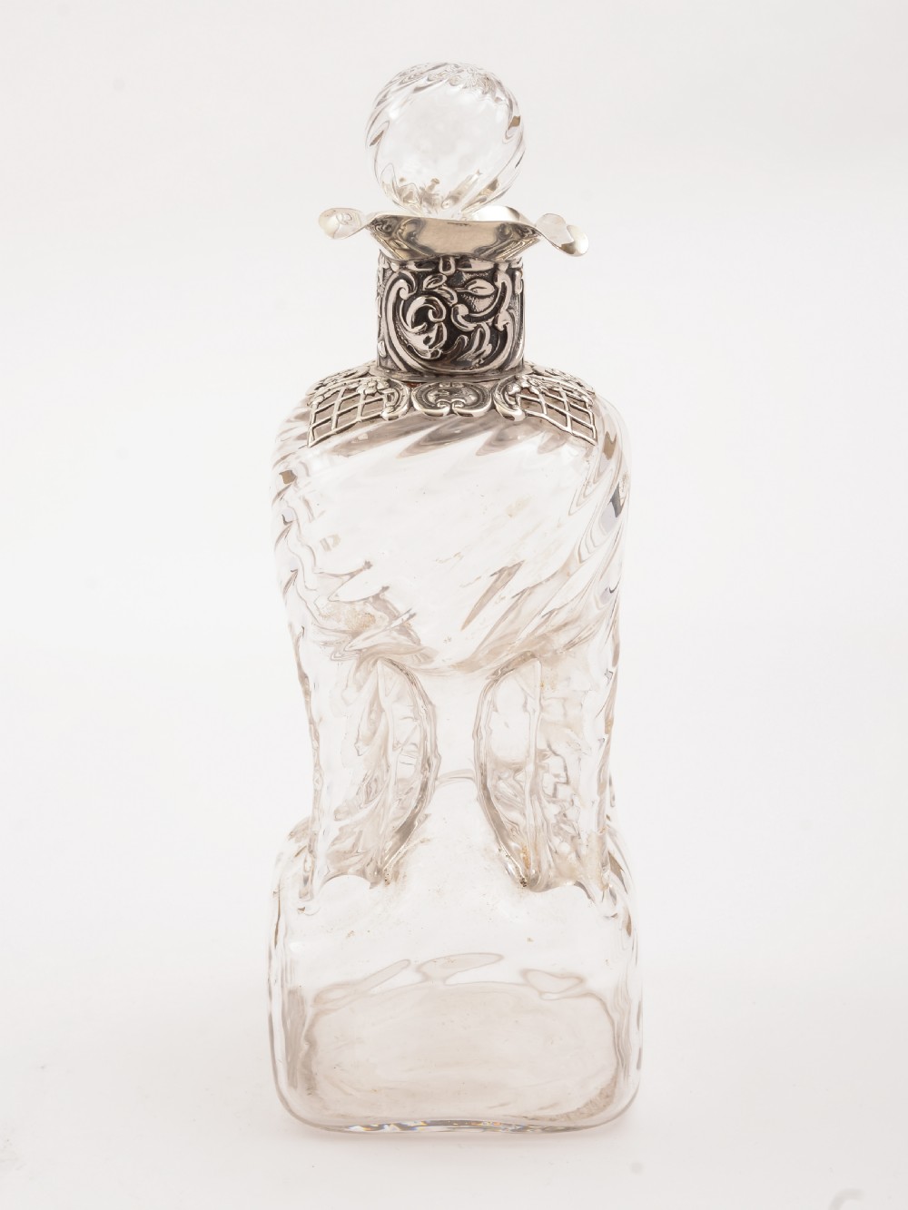 Victorian Silver Topped Glug Glug Decanter, London 1895