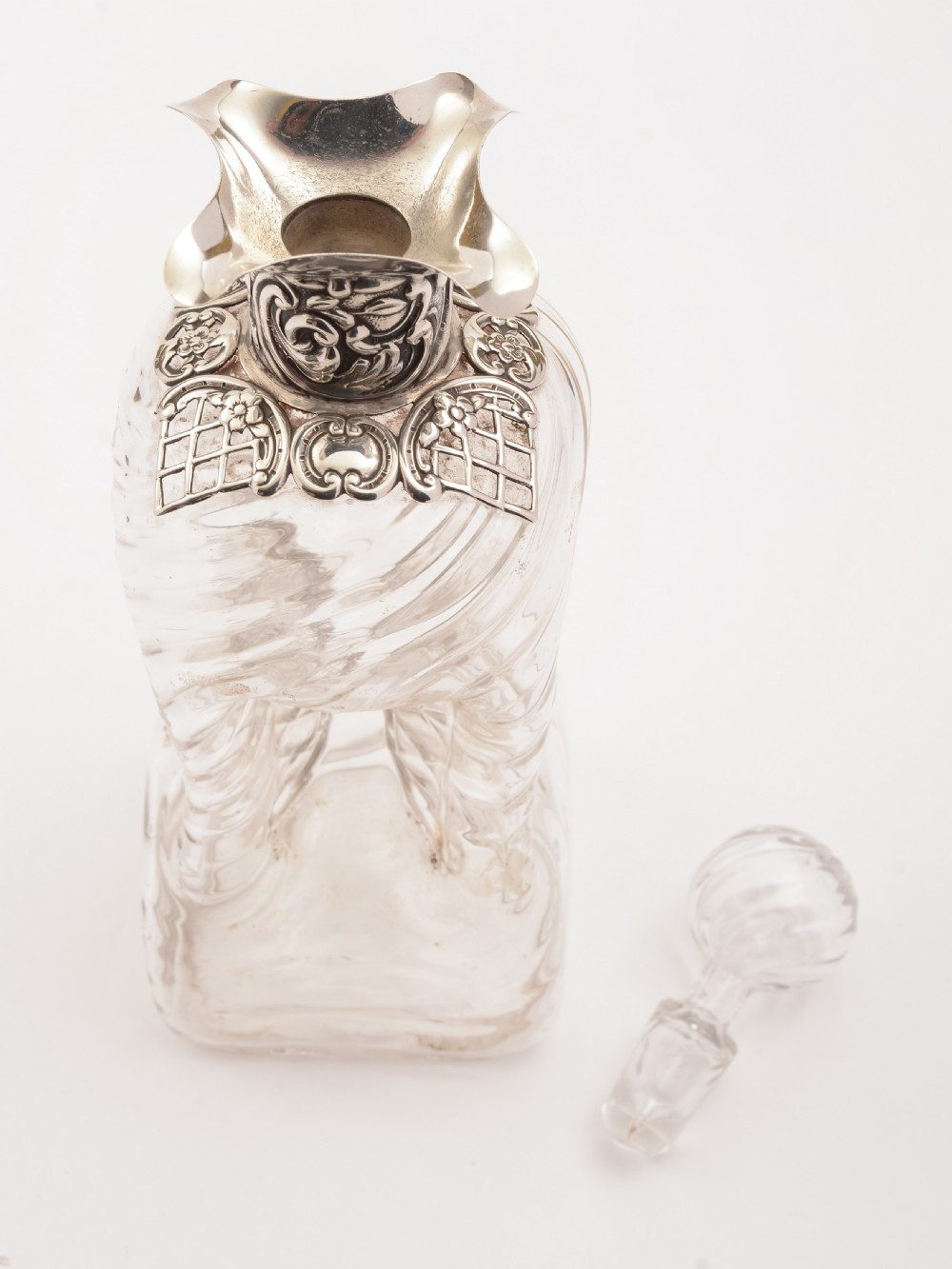 Victorian Silver Topped Glug Glug Decanter, London 1895 View III