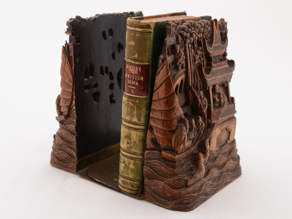 Pair of Carved Chinese Bookends, Circa 1900 View III