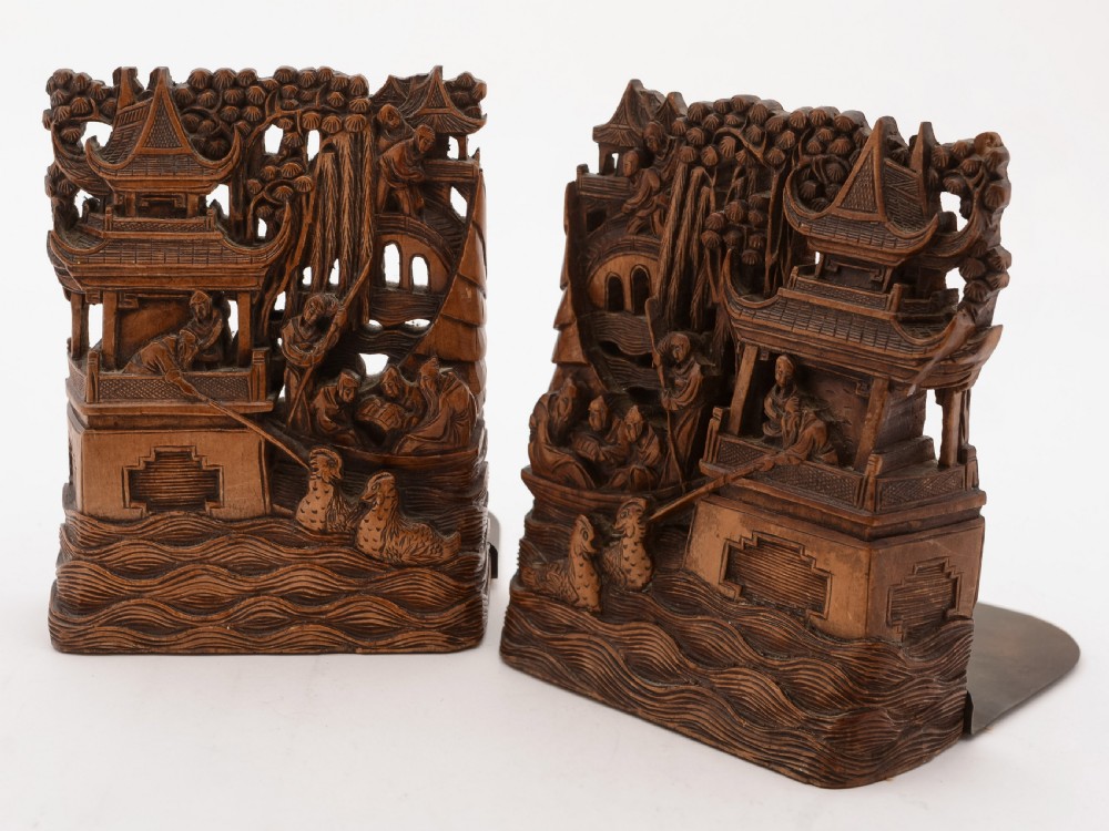 Pair of Carved Chinese Bookends, Circa 1900 View VII