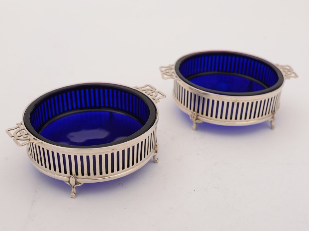 Pair of Silver Edwardian Butter Dishes, Birmingham 1910 View IV
