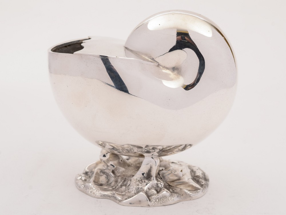 Victorian Nautilus Shell Spoon Warmer, Circa 1880 View II