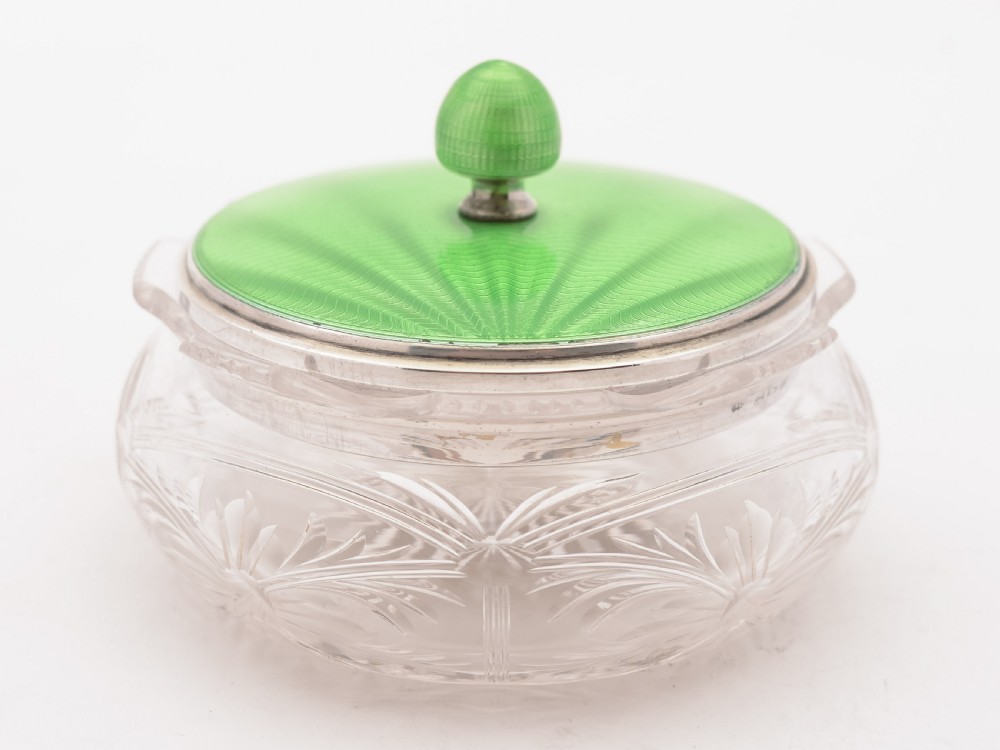 Art Deco Silver and Enamel Topped Jar, 1934