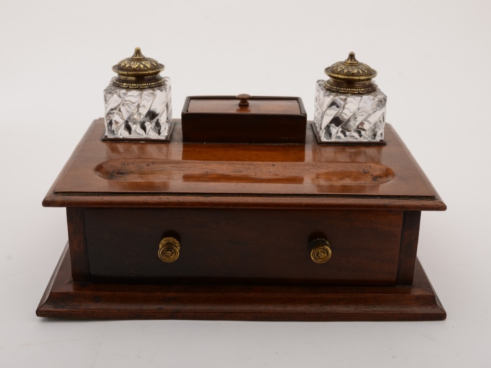 Victorian Mahogany Ink Stand, Circa 1890