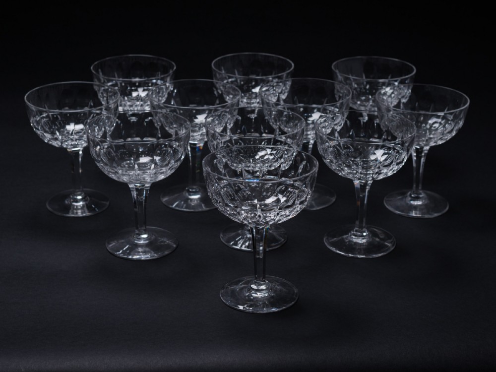 Set of 11 Cut Glass Champagnes, Circa 1920