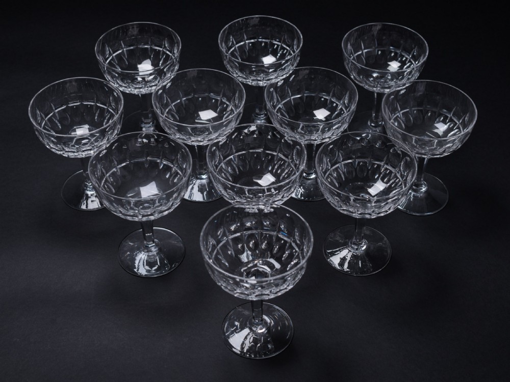 Set of 11 Cut Glass Champagnes, Circa 1920 View II